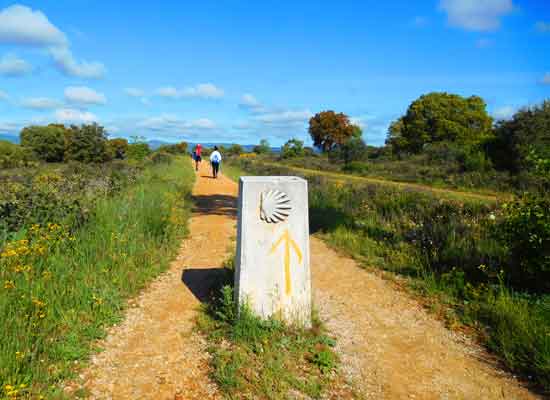 Dopo Astorga l'immancabile conchiglia indica il Cammino
